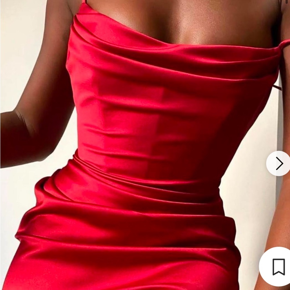 House of CB Elegant Red Satin Dress
